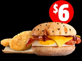 Bacon & Egg Turkish Brekky Roll + 2 Hash Browns