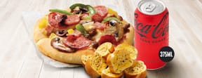 1 Personal Pizza + 1 Half Garlic Bread & 375Ml Drink