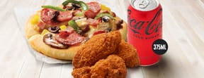 1 Personal Pizza + 3 Wings & 375Ml Drink